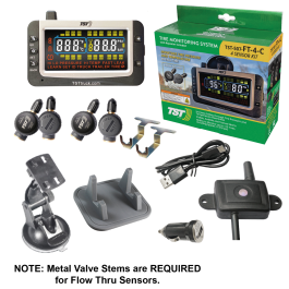 TST 507 tire pressure monitor kit with color display, repeater, and four flow-through sensors