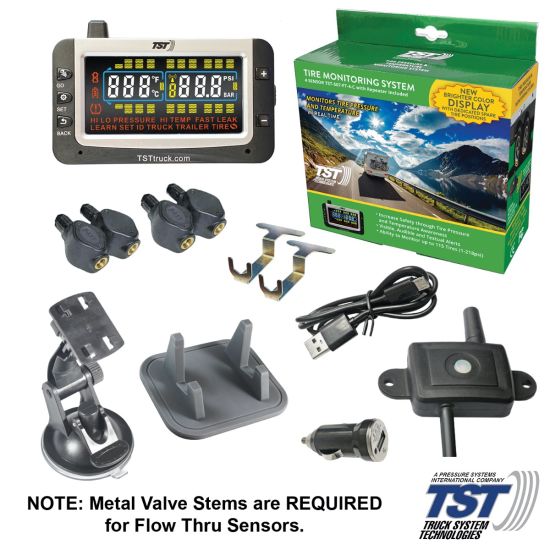 507 Series 4 Flow Thru Sensor TPMS System Color Display and Repeater (NOTE: Metal Valve Stems Required for Flow-thru Sensors)