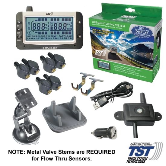 507 Series 6 Flow Thru Sensor TPMS System Grayscale Display and Repeater (NOTE: Metal Valve Stems Required for Flow-thru Sensors)