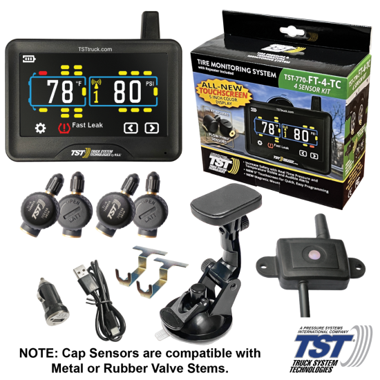 770 Series 4 Flow Thru Sensor TPMS System Color Touch Display and Repeater (NOTE: Metal Valve Stems Required for Flow-thru Sensors)
