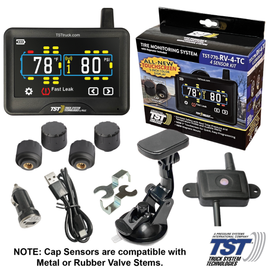 770 Series 4 RV Cap Sensor TPMS System Color Touch Screen Display and Repeater