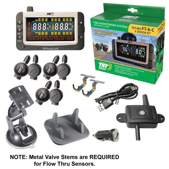 507 Series 6 Flow Thru Sensor TPMS System Color Display and Repeater (NOTE: Metal Valve Stems Required for Flow-thru Sensors)