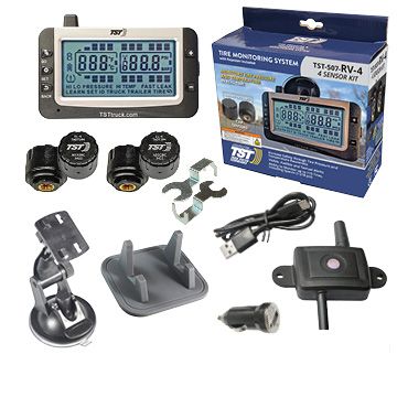 507 Series 4 RV Cap Sensor TPMS System Monochrome Display and Repeater