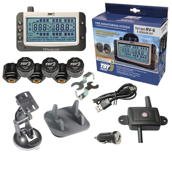 507 Series 6 RV Cap Sensor TPMS System Monochrome Display and Repeater