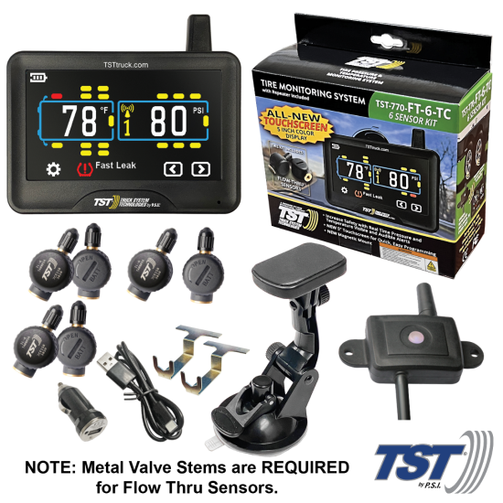 770 Series 6 Flow Thru Sensor TPMS System Color Touch Display and Repeater (NOTE: Metal Valve Stems Required for Flow-thru Sensors)